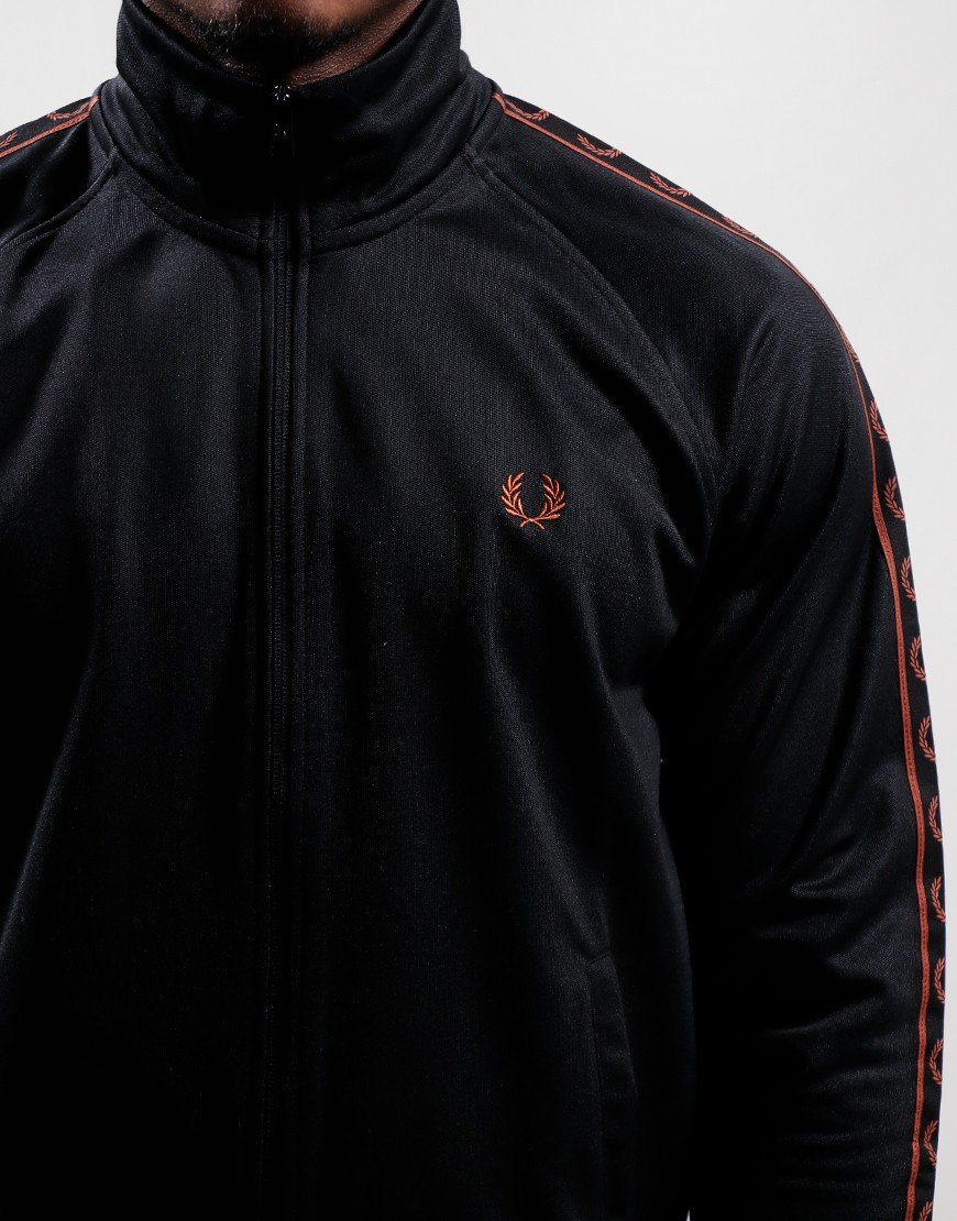 Fred Perry Contrast Tape Track Top Black/Whiskey Brown