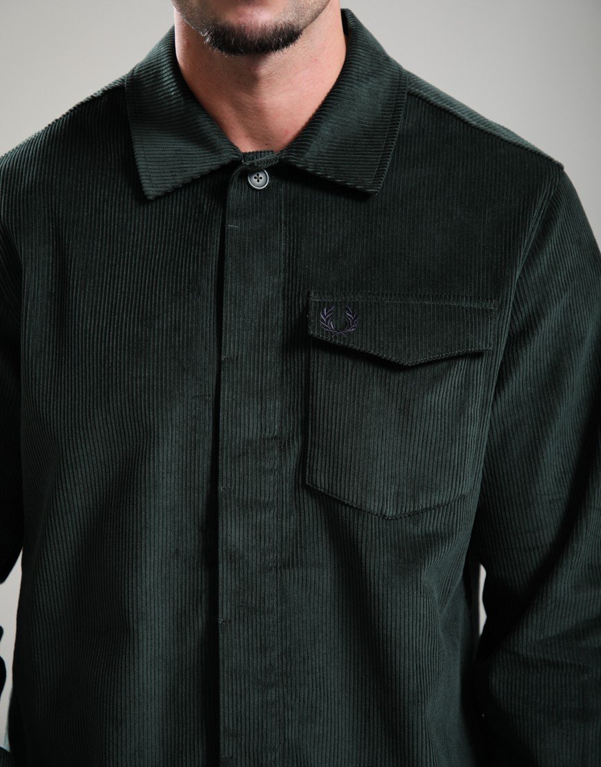 Fred Perry Corduroy Overshirt Court Green