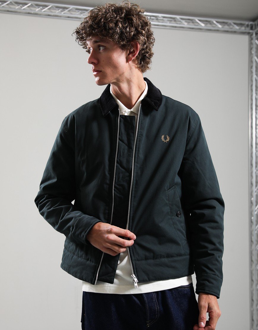 Fred Perry Cotton Caban Jacket Night Green