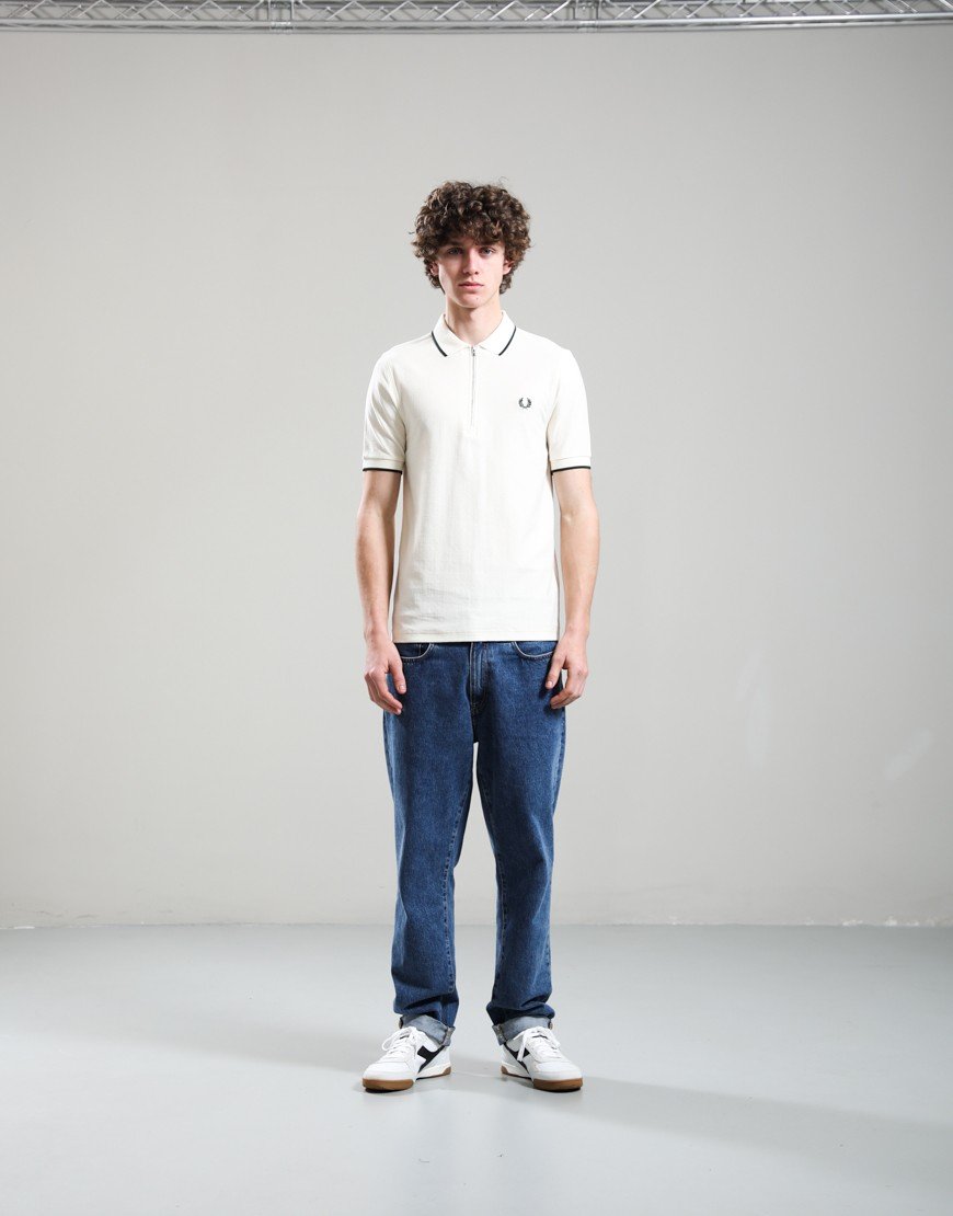 Fred Perry Crepe Piqué Polo Shirt Ecru