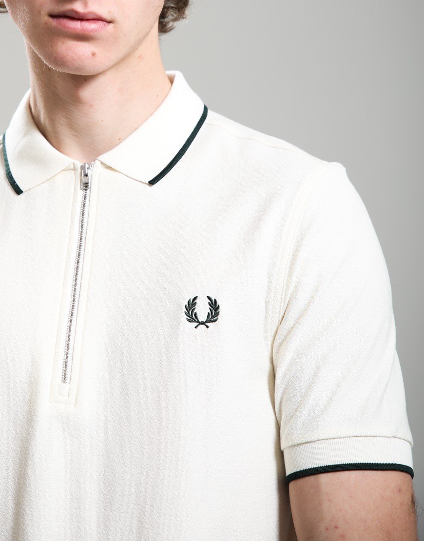 Fred Perry Crepe Piqué Polo Shirt Ecru
