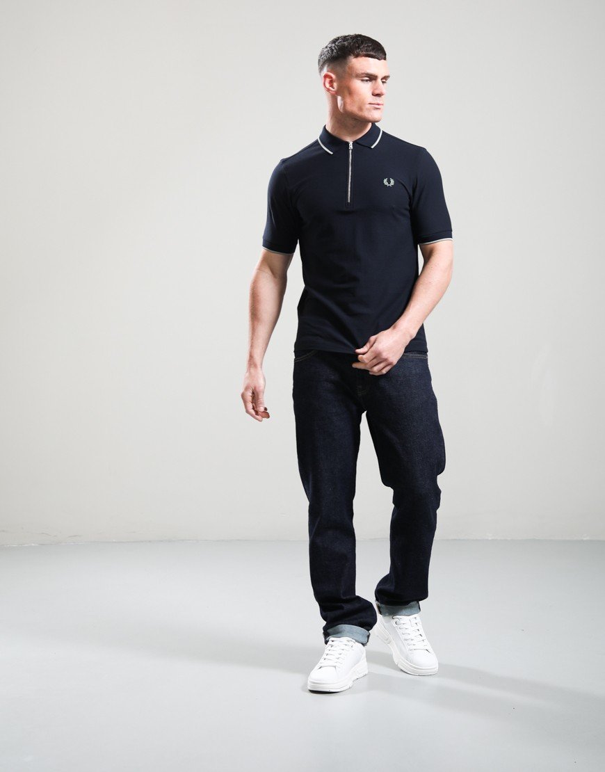 Fred Perry Crepe Pique Polo Shirt Navy