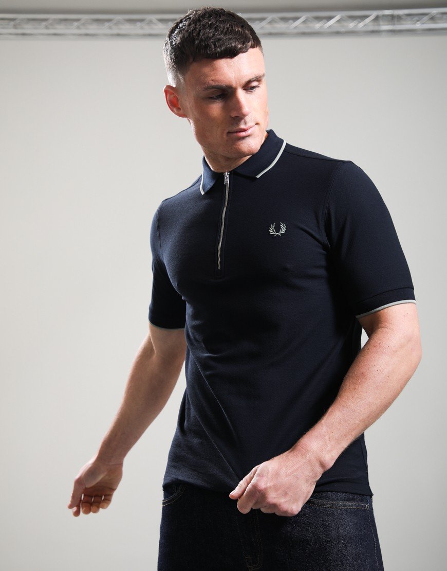 Fred Perry Crepe Pique Polo Shirt Navy