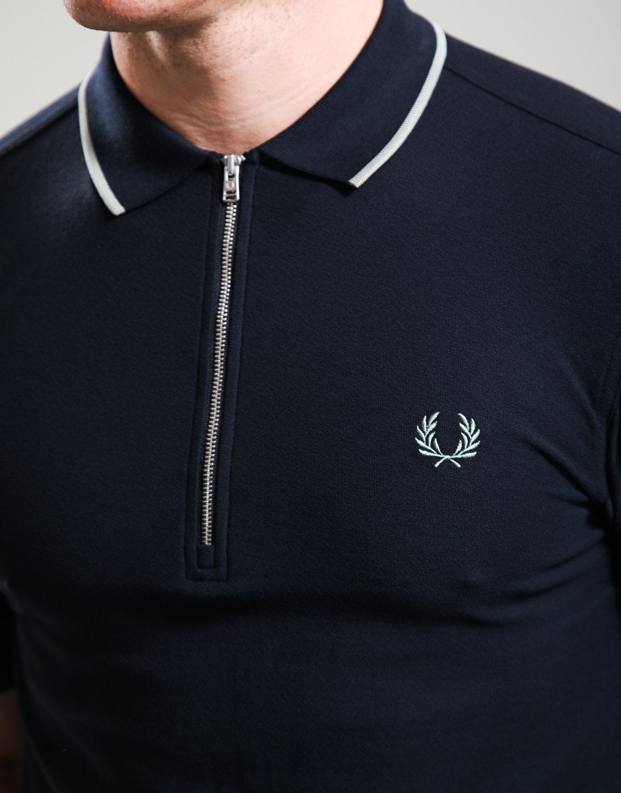 Fred Perry Crepe Pique Polo Shirt Navy