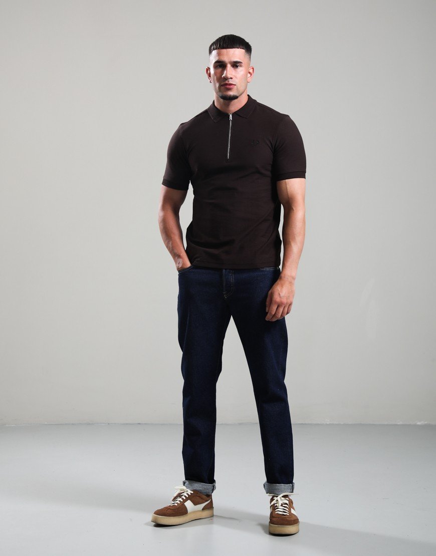 Fred Perry Crepe Pique Polo Shirt Rich Brown
