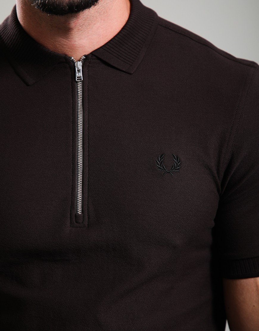 Fred Perry Crepe Pique Polo Shirt Rich Brown