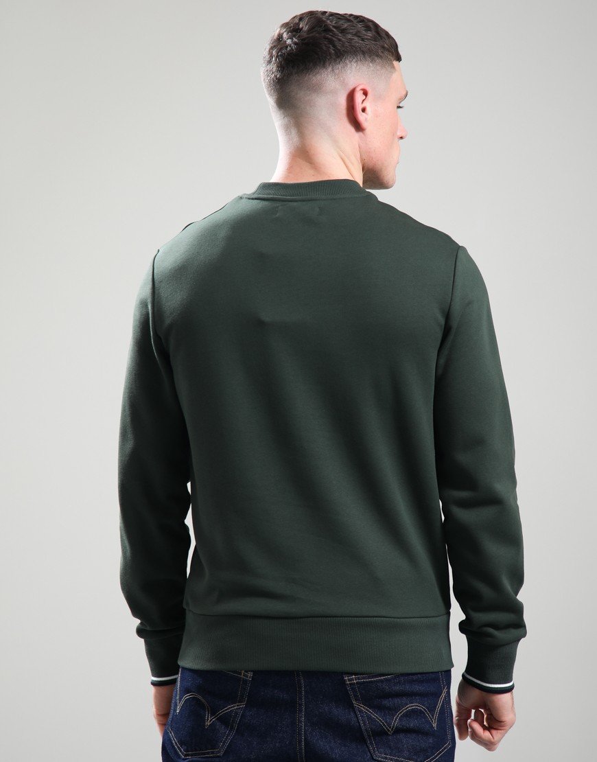 Fred Perry Crew Neck Sweatshirt Court Green/Snow White/Navy