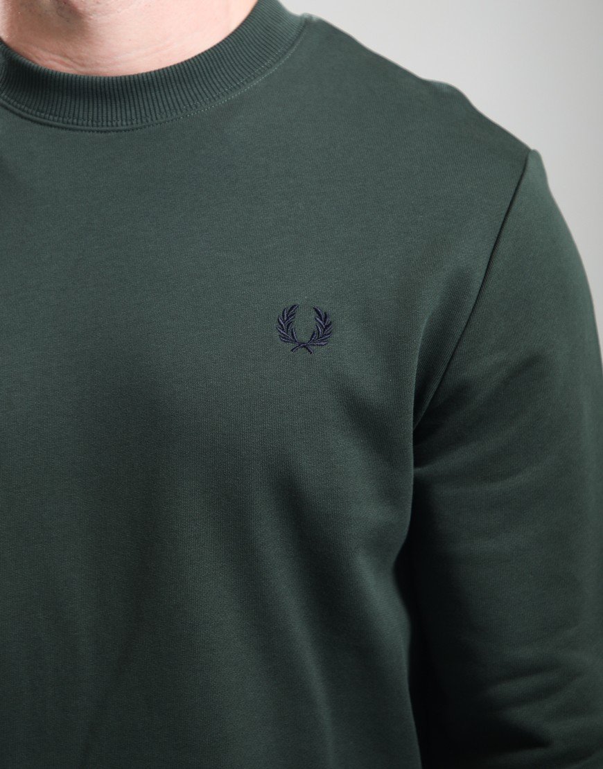 Fred Perry Crew Neck Sweatshirt Court Green/Snow White/Navy