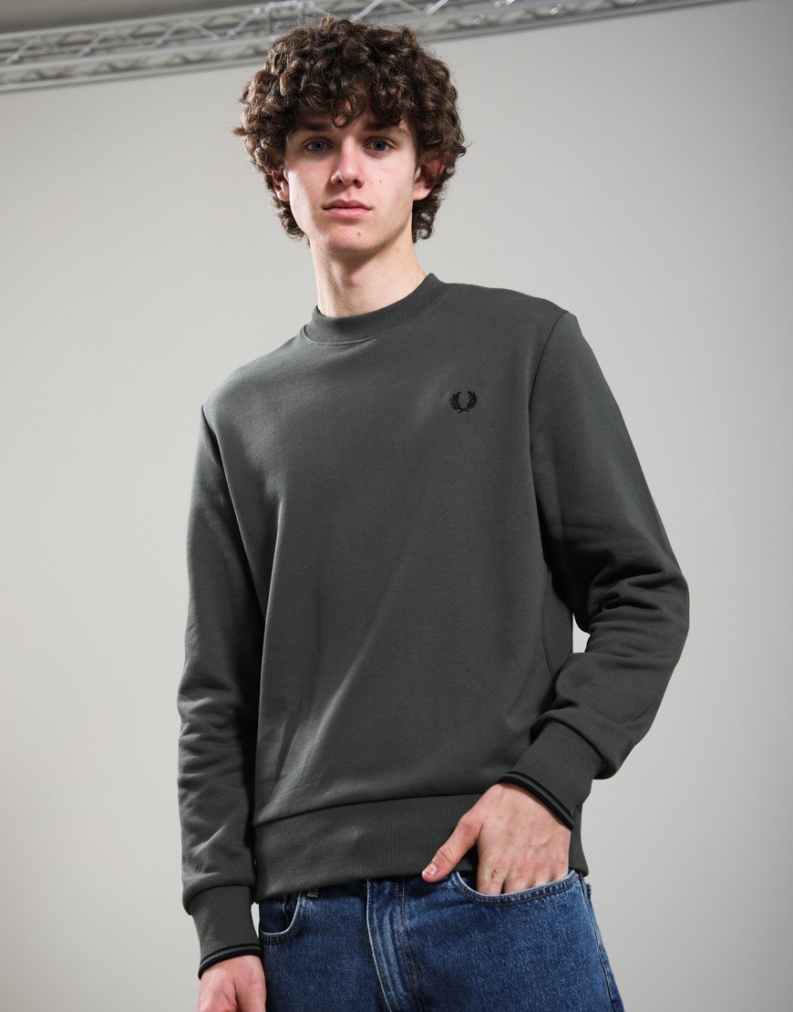 Fred Perry Crew Sweat Field Green/Black