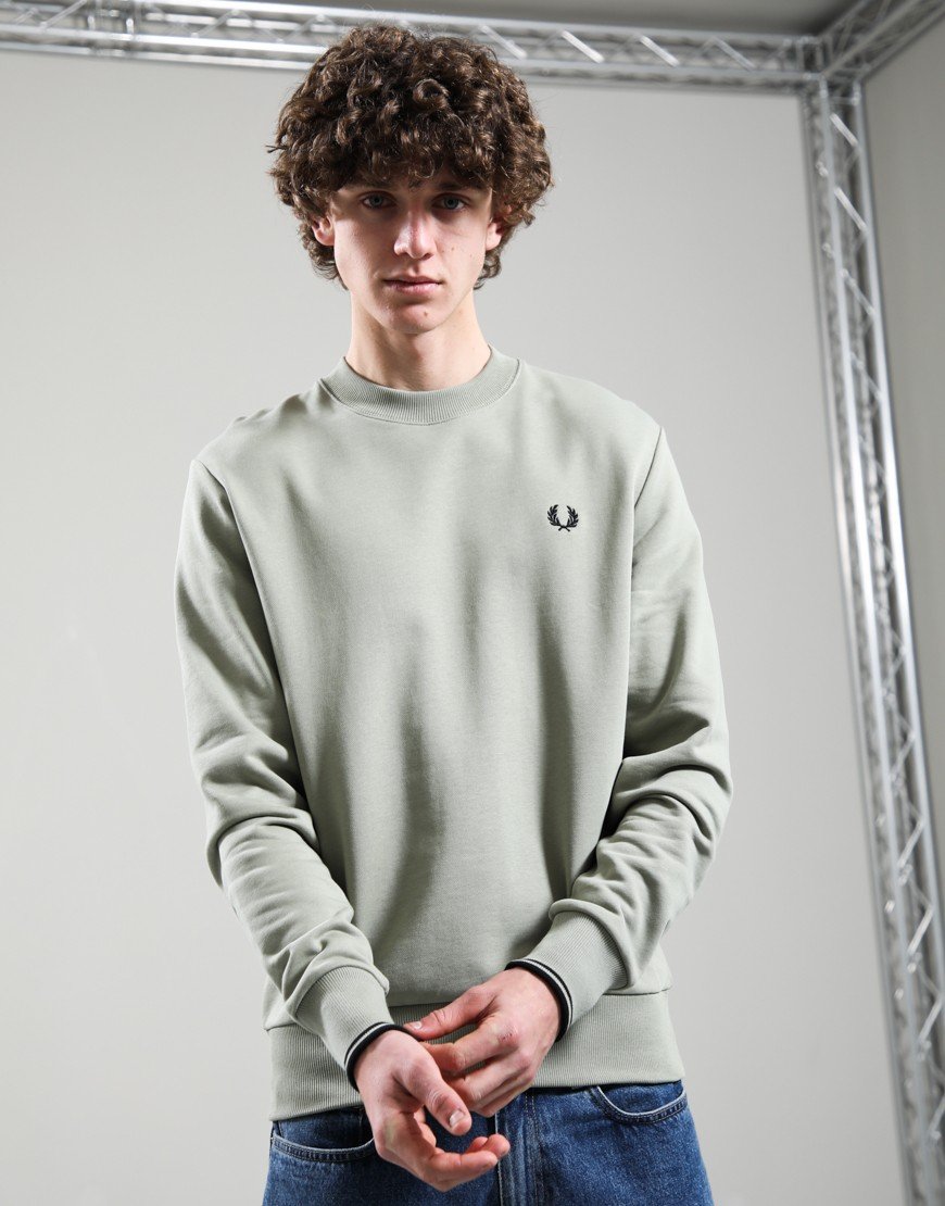Fred Perry Crew Sweat Seagrass/Black