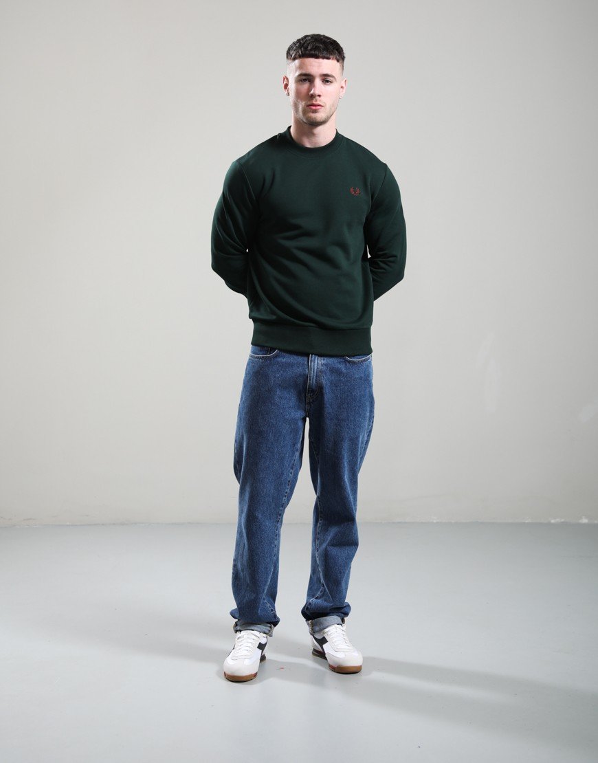 Fred Perry Crew Neck Sweat Grass Roots/Stockport Blue/Oxblood