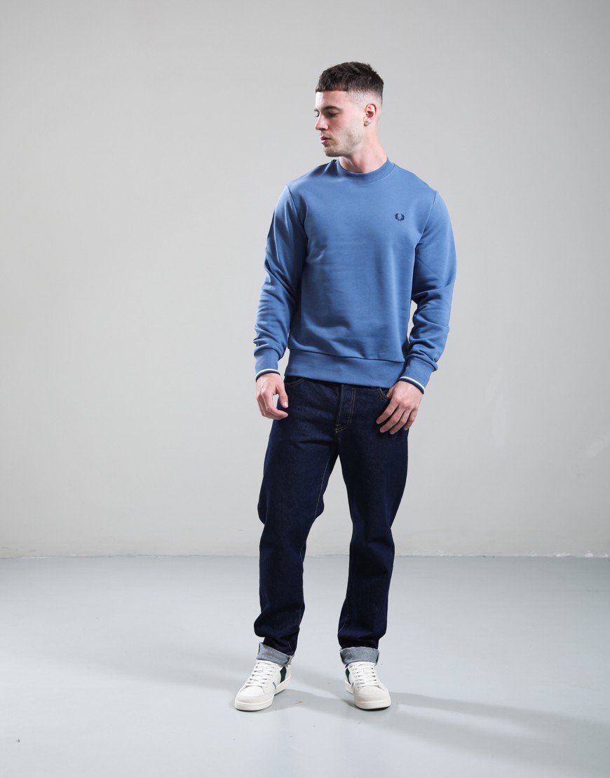 Fred Perry Crew Neck Sweat Ace Blue/Snow White/Tennis Blue