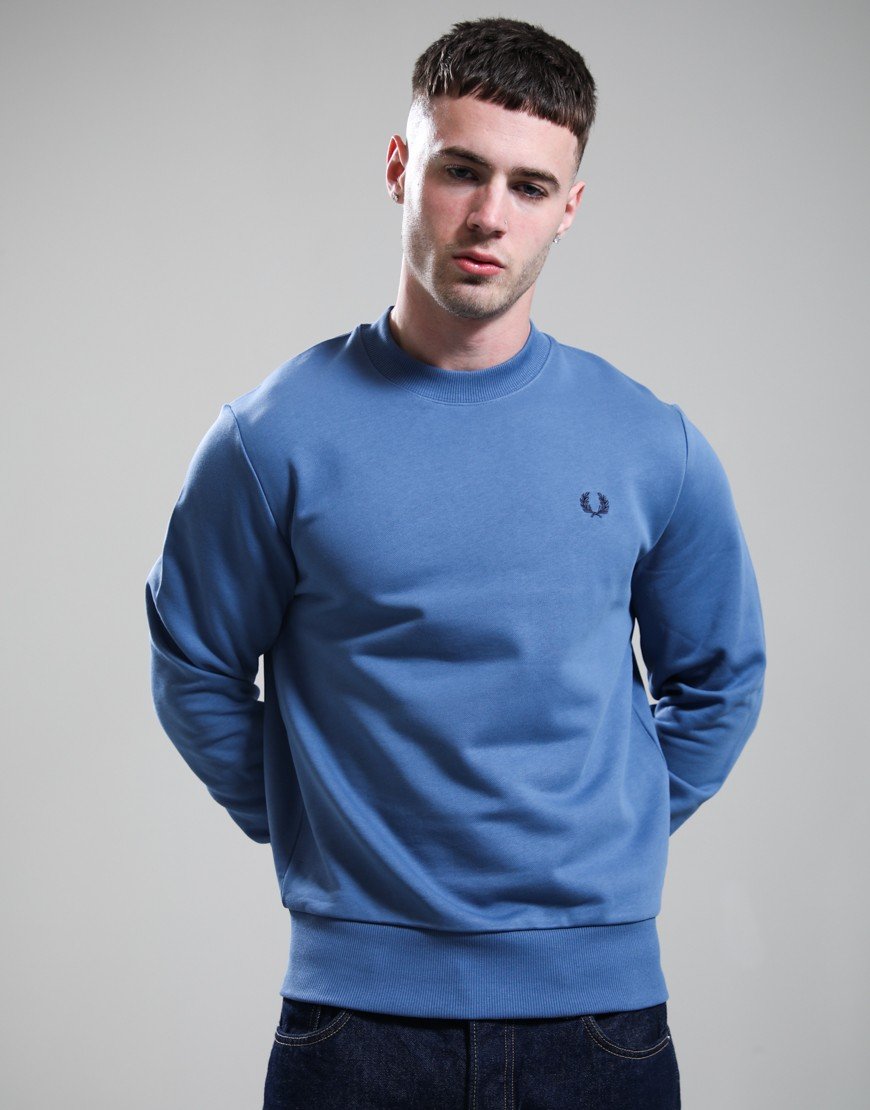 Fred Perry Crew Neck Sweat Ace Blue/Snow White/Tennis Blue