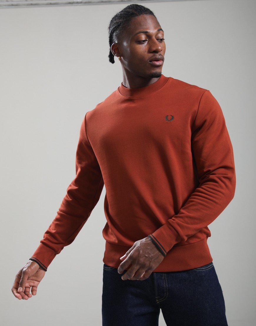 Fred Perry Crew Neck Sweatshirt Brandy/Night Green