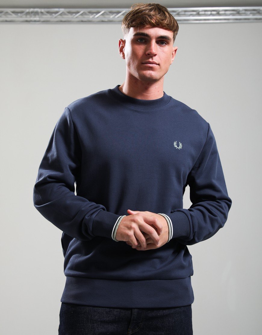 Fred Perry Crew Neck Sweatshirt Dark Airforce/Ecru/Seagrass