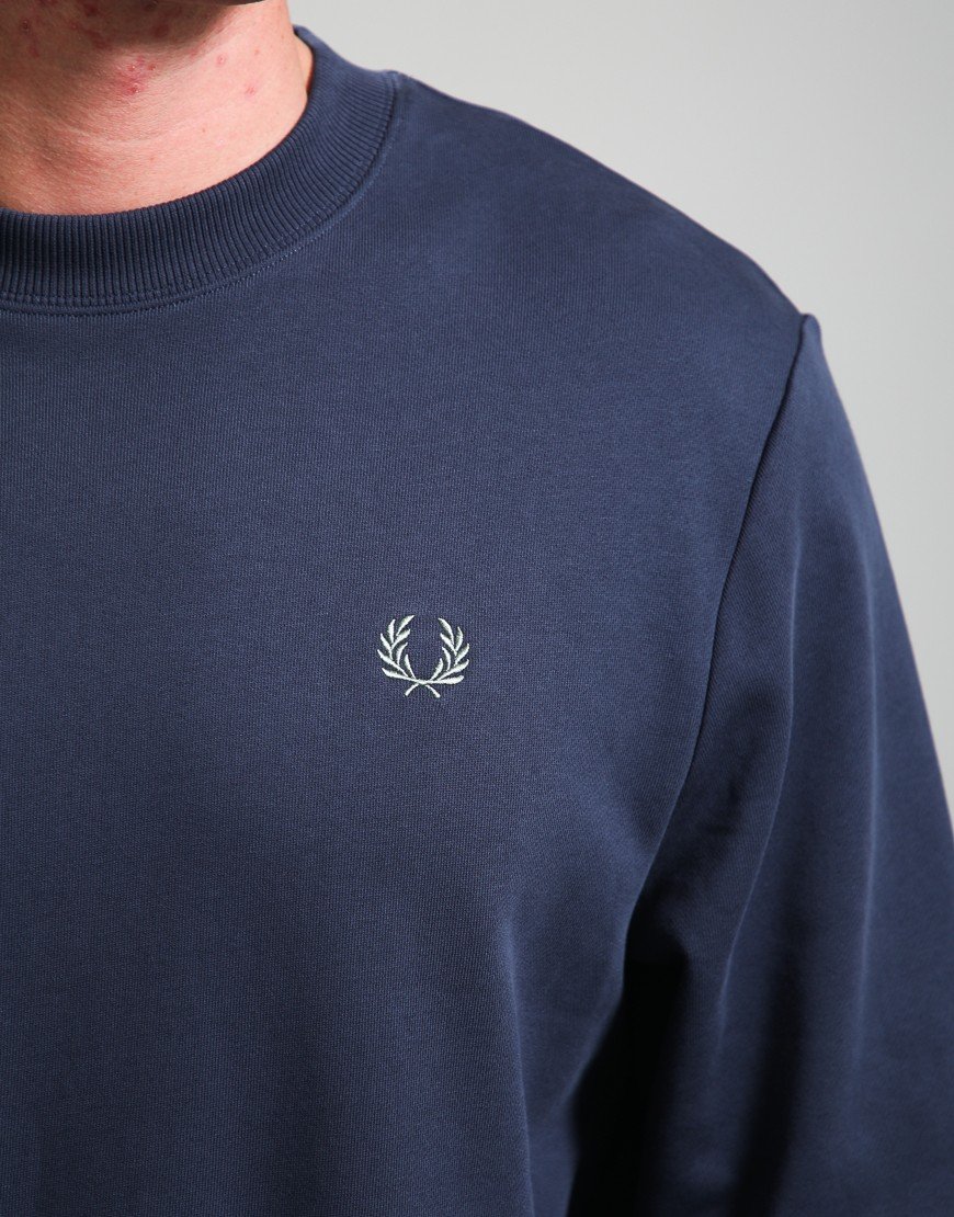 Fred Perry Crew Neck Sweatshirt Dark Airforce/Ecru/Seagrass