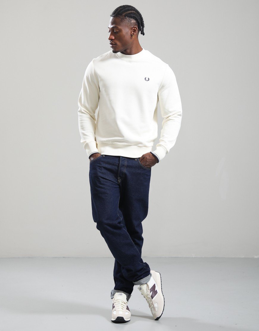 Fred Perry Crew Neck Sweatshirt Ecru/Seagrass/Dark Airforce
