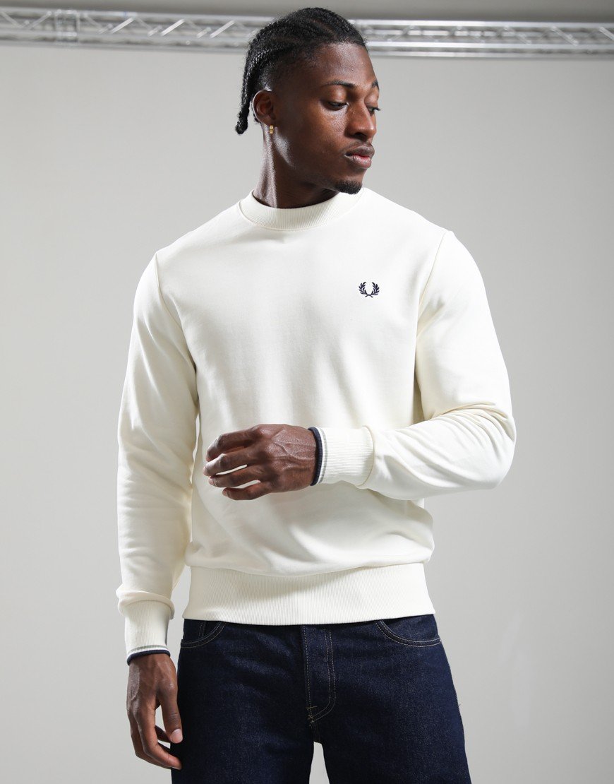 Fred Perry Crew Neck Sweatshirt Ecru/Seagrass/Dark Airforce
