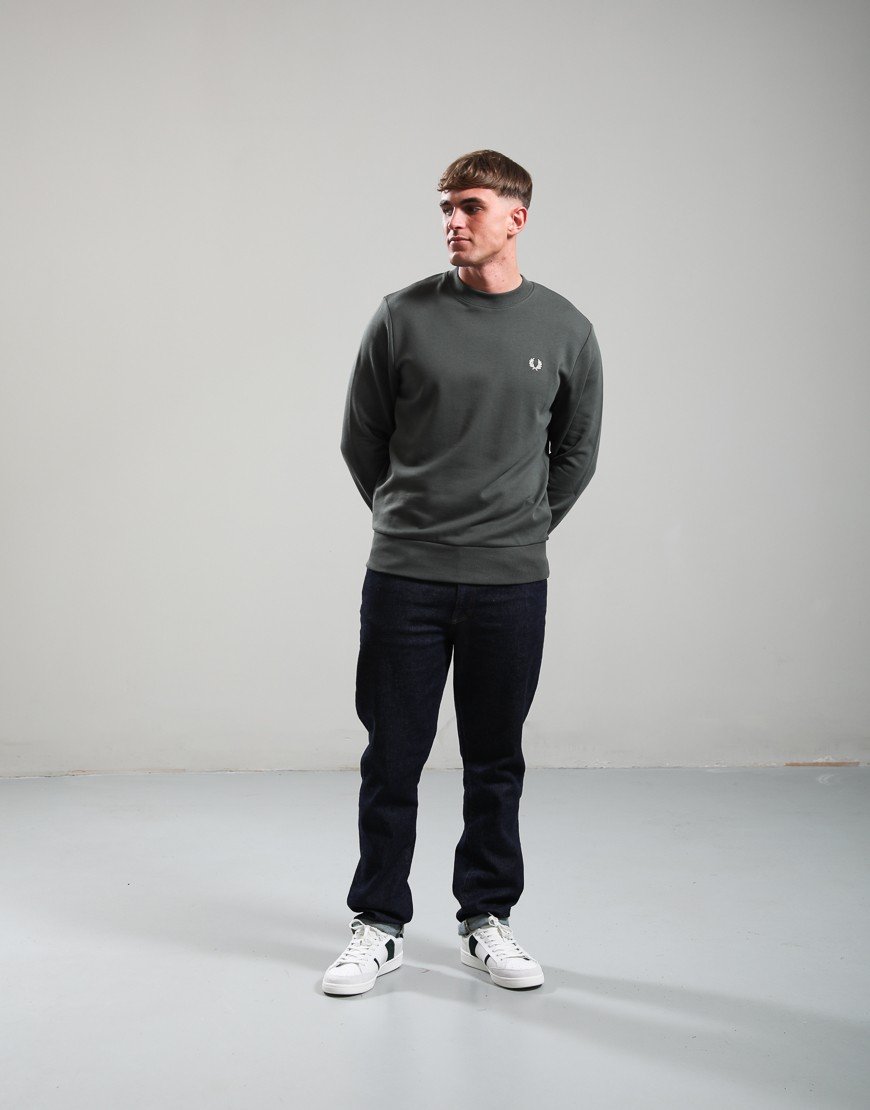 Fred Perry Crew Neck Sweatshirt Field Green/Oatmeal