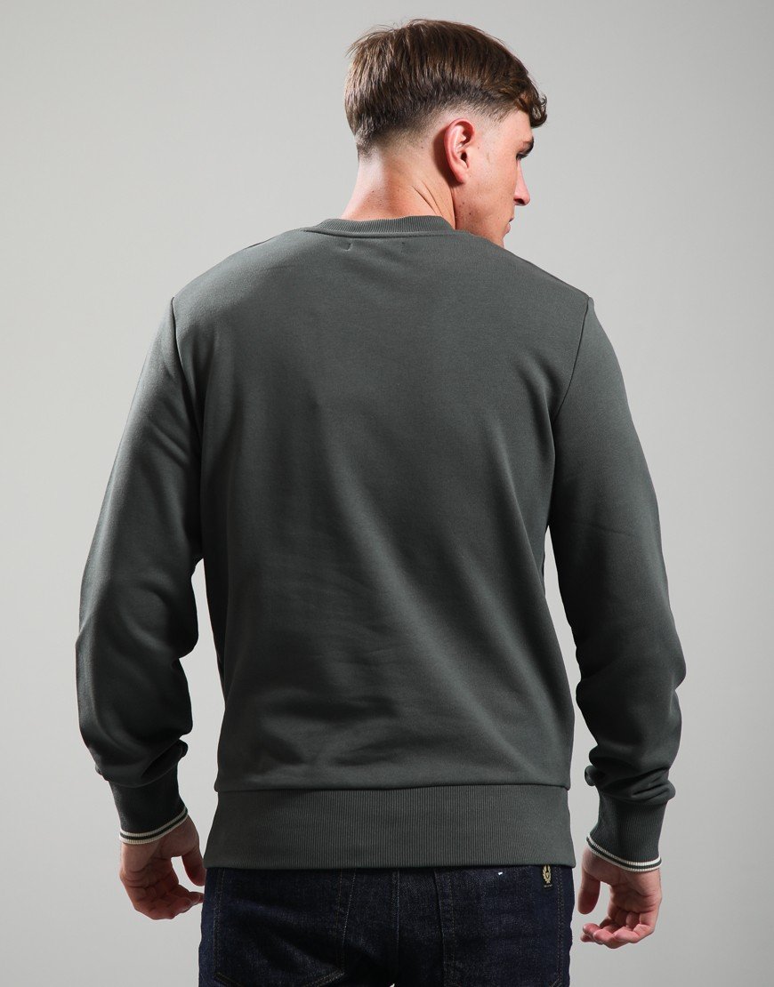 Fred Perry Crew Neck Sweatshirt Field Green/Oatmeal