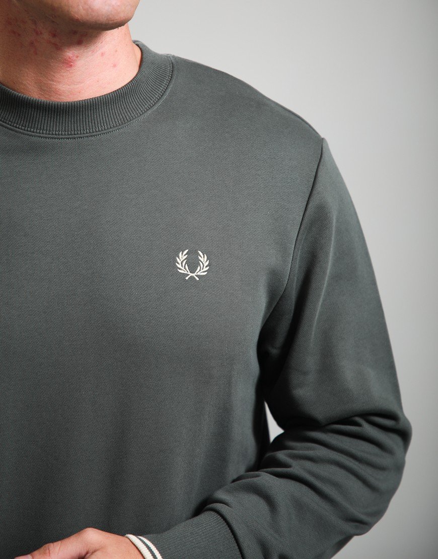 Fred Perry Crew Neck Sweatshirt Field Green/Oatmeal