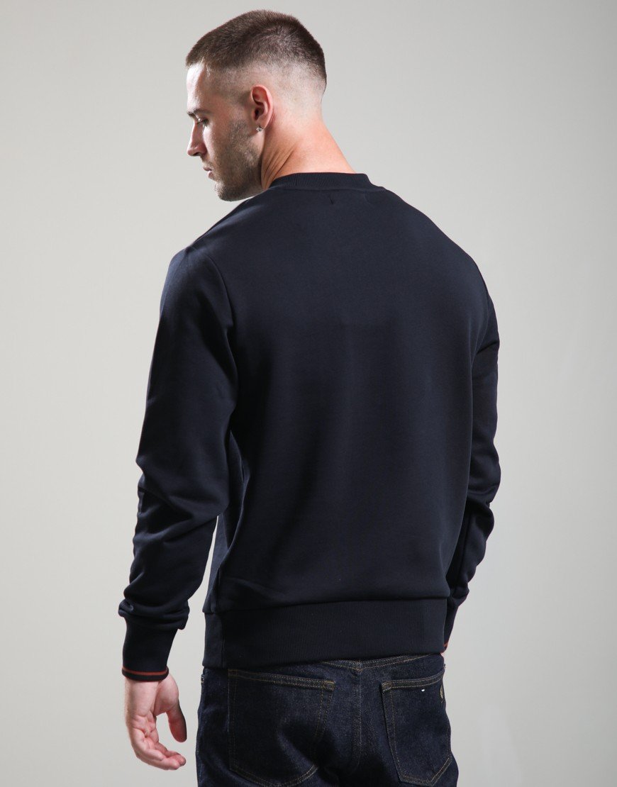 Fred Perry Crew Neck Sweatshirt Navy/Brandy/Rich Brown
