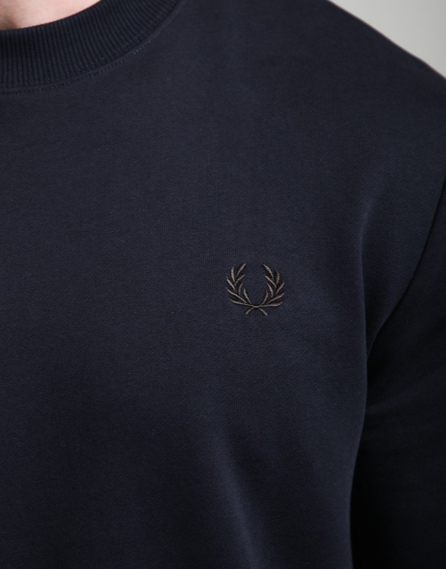 Fred Perry Crew Neck Sweatshirt Navy/Brandy/Rich Brown