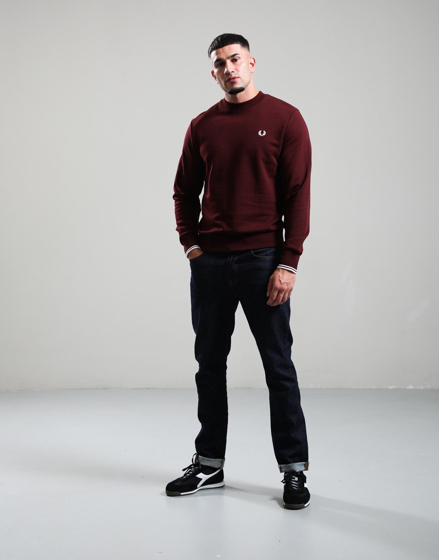 Fred Perry Crew Neck Sweat Oxblood/Ecru