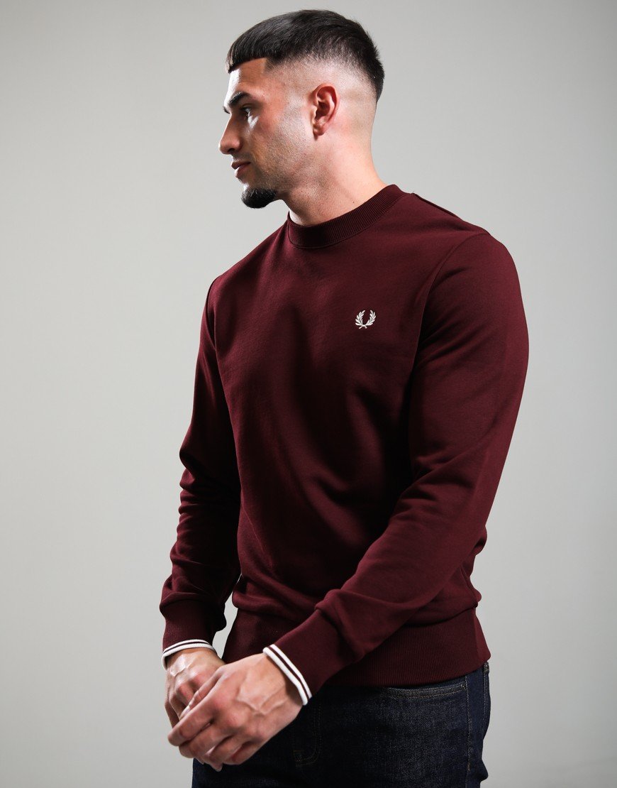 Fred Perry Crew Neck Sweat Oxblood/Ecru