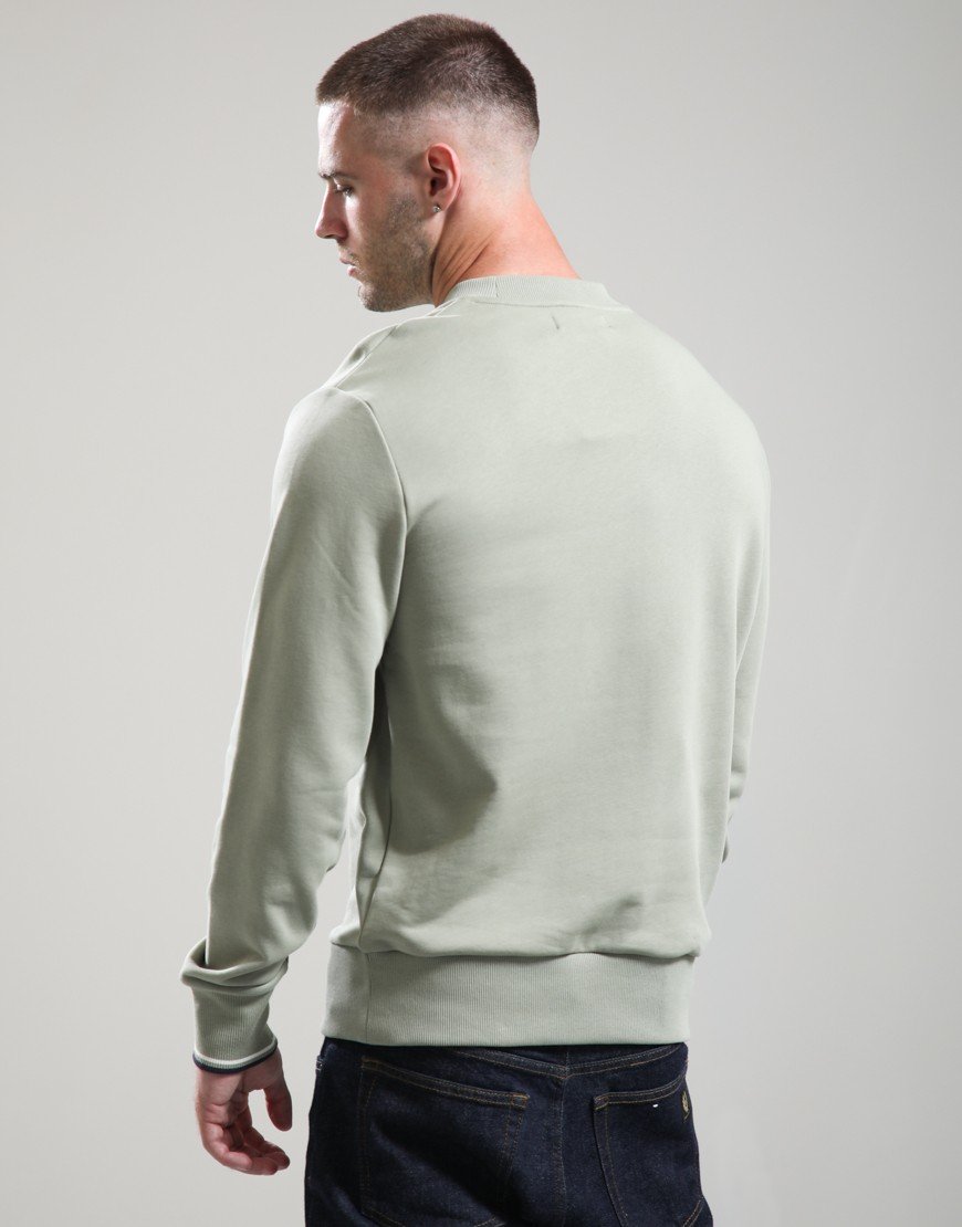 Fred Perry Crew Neck Sweatshirt Seagrass/Ecru/Dark Airforce
