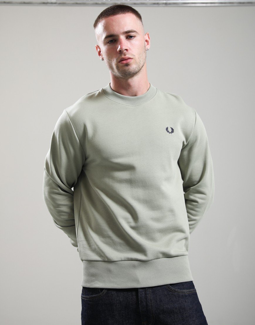 Fred Perry Crew Neck Sweatshirt Seagrass/Ecru/Dark Airforce