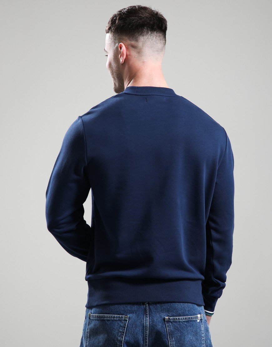 Fred Perry Crew Neck Sweat Tennis Blue/Snow White/Deep Mint