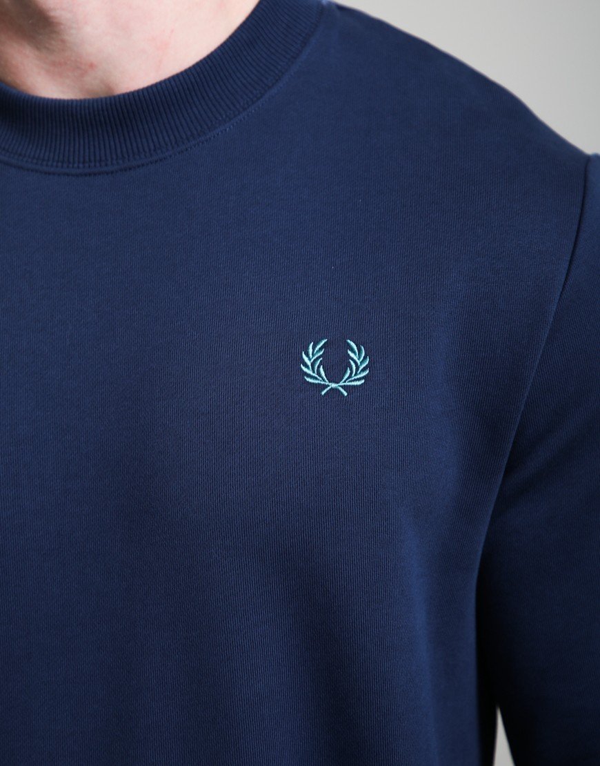 Fred Perry Crew Neck Sweat Tennis Blue/Snow White/Deep Mint