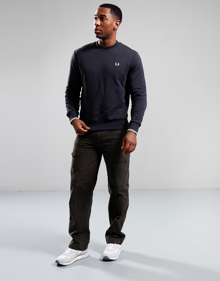 FRED PERRY☆ Crew Neck Sweatshirt ANCHOR GREY / OATMEAL Cockney Rebel Fashions. Fred Perry Crew Neck Sweatshirt