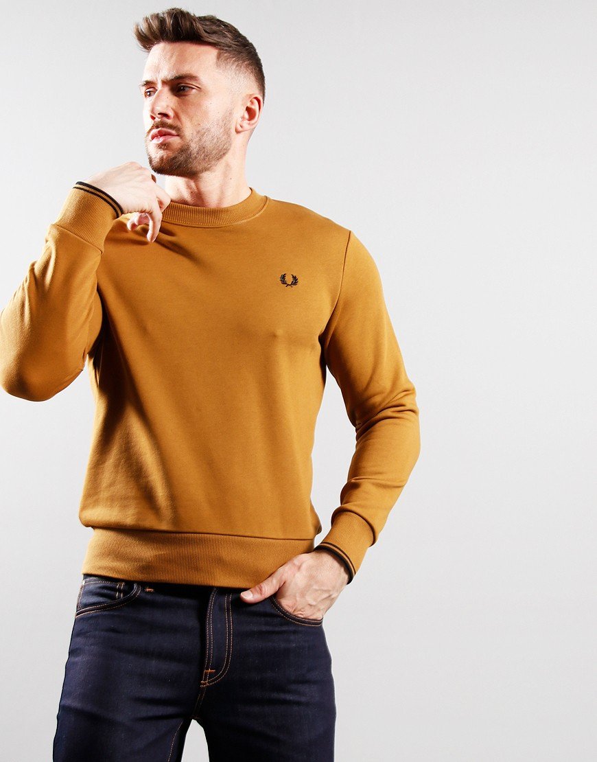 Fred Perry Crew Sweat Dark Caramel 