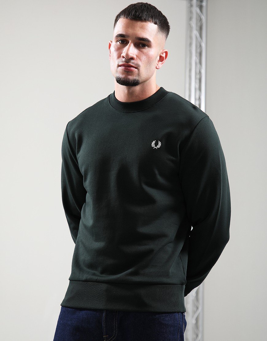 Fred Perry Crew Sweat Green/Snow