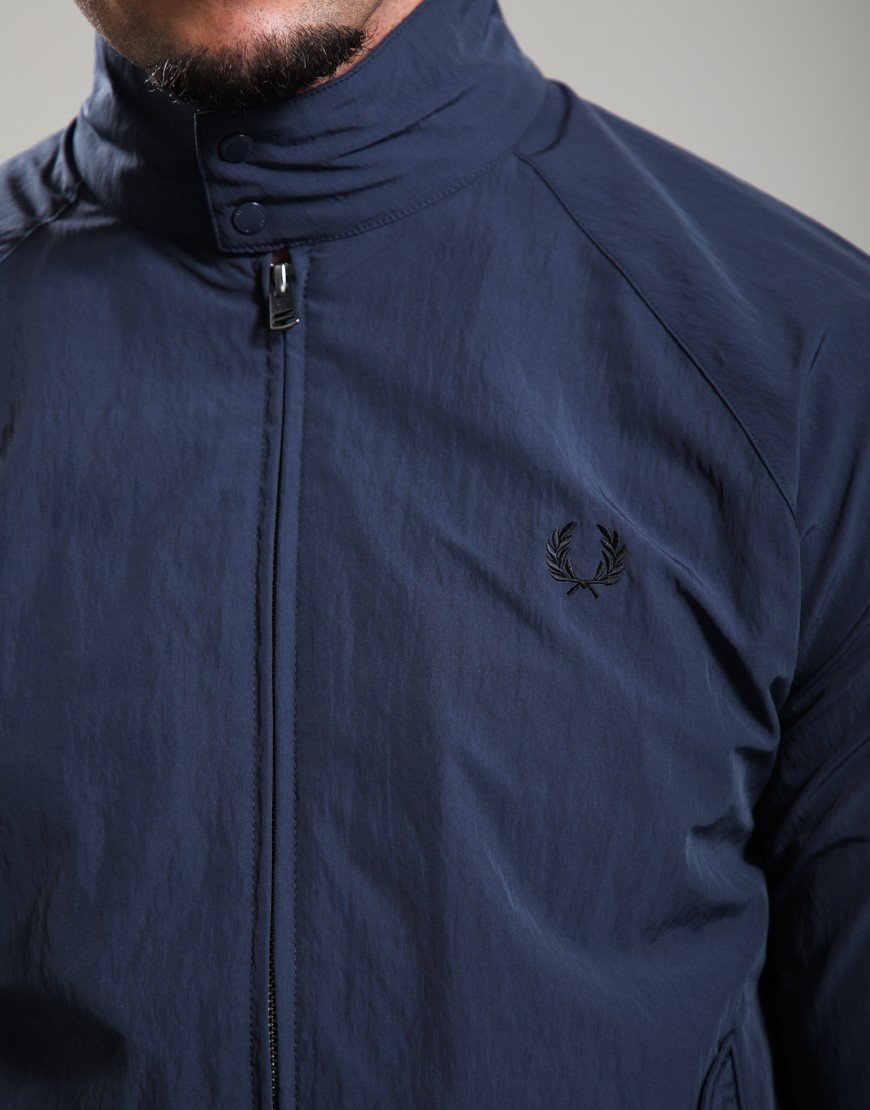 Fred Perry Crinkle Nylon Harrington Jacket Dark Airforce