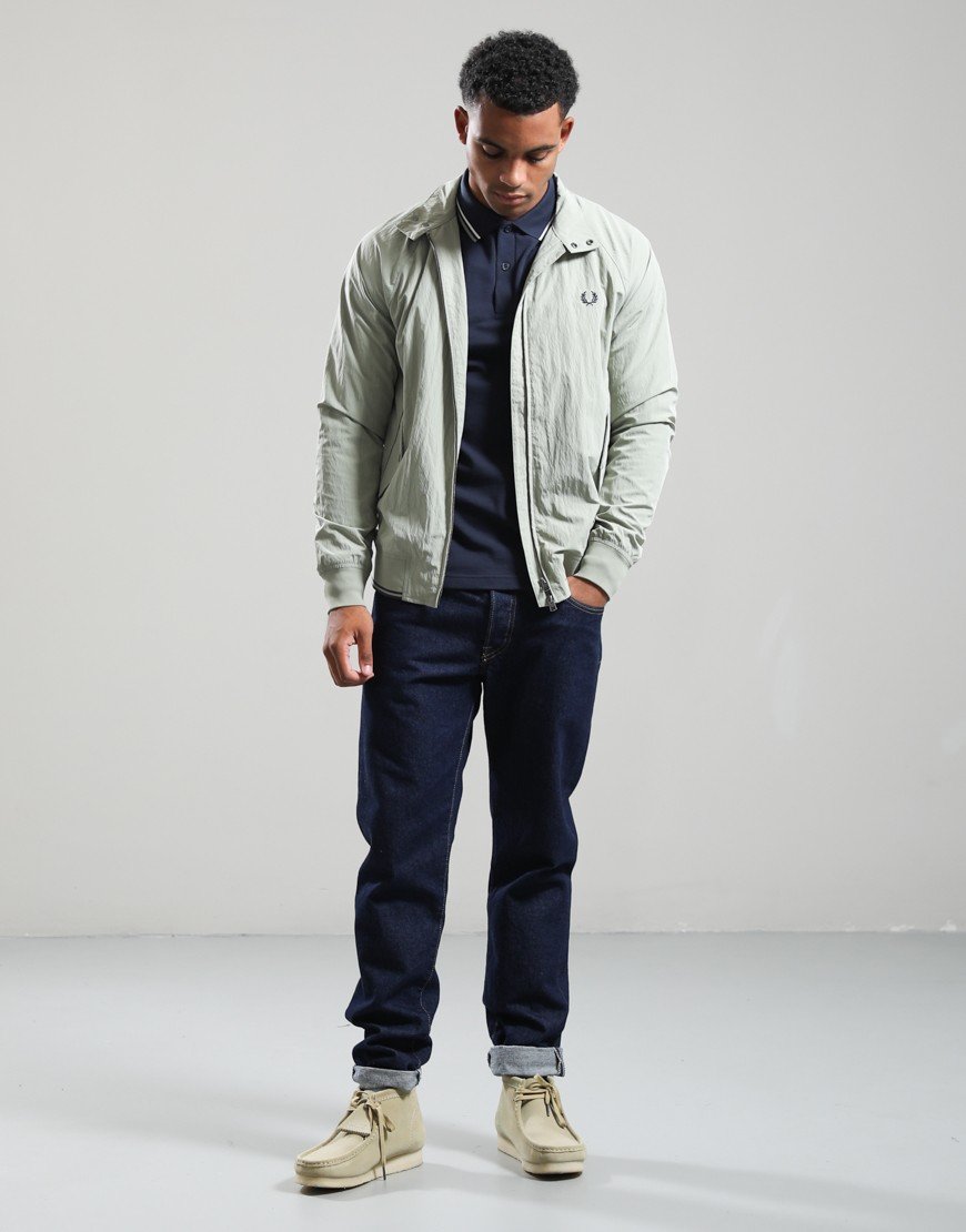Fred Perry Crinkle Nylon Harrington Jacket Seagrass