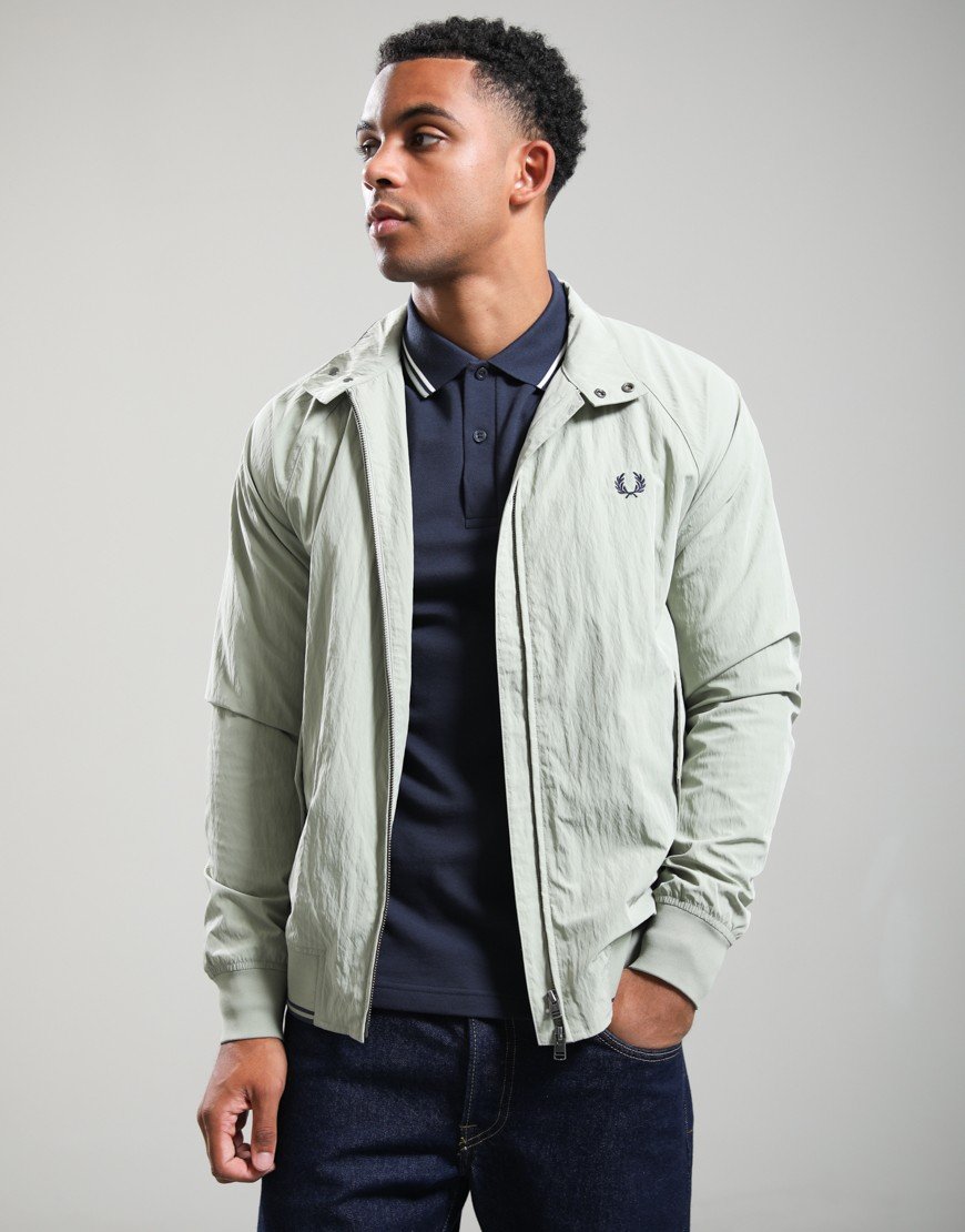 Fred Perry Crinkle Nylon Harrington Jacket Seagrass