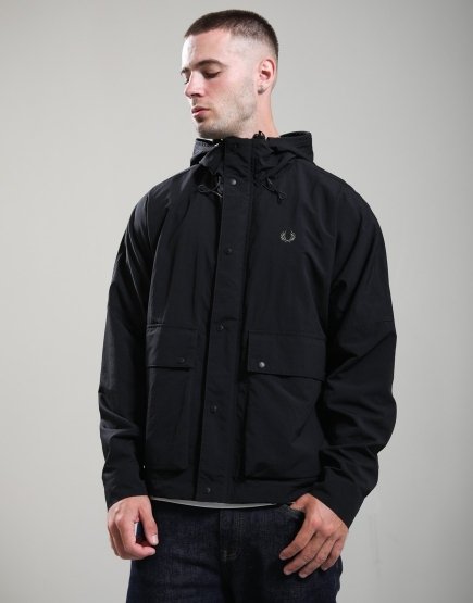 Fred Perry Cropped Ripstop Parka Black