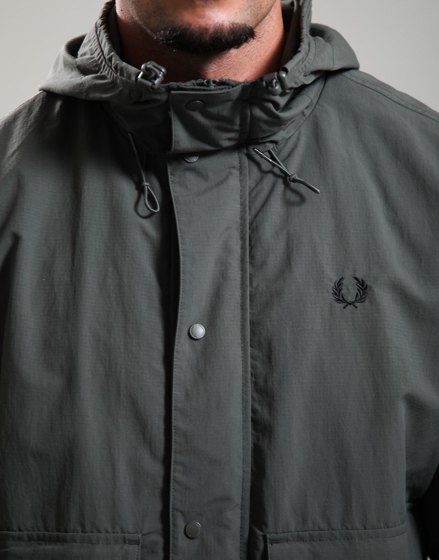 Fred Perry Cropped Ripstop Parka Field Green