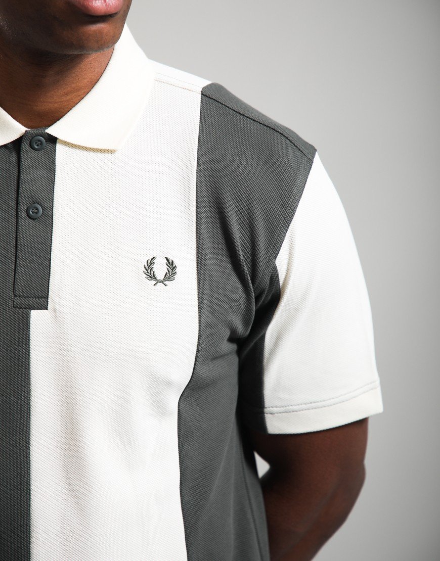 Fred Perry Cut And Sew Panel Polo Shirt Ecru