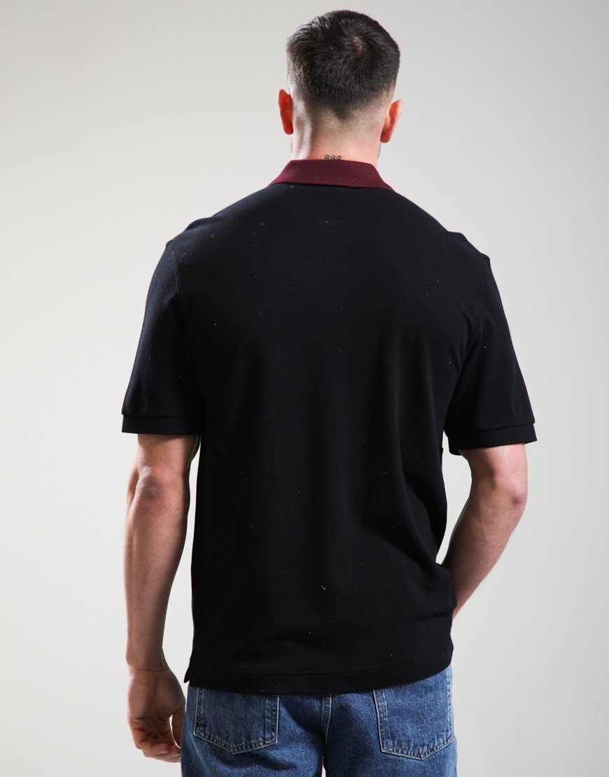 Fred Perry Embroidered Panel Polo Shirt Black