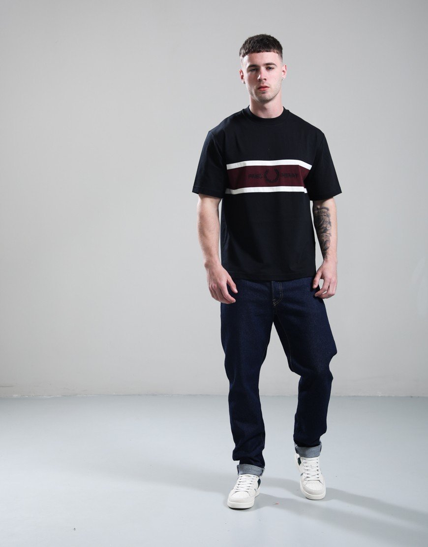 Fred Perry Embroidered Panel T-Shirt Black