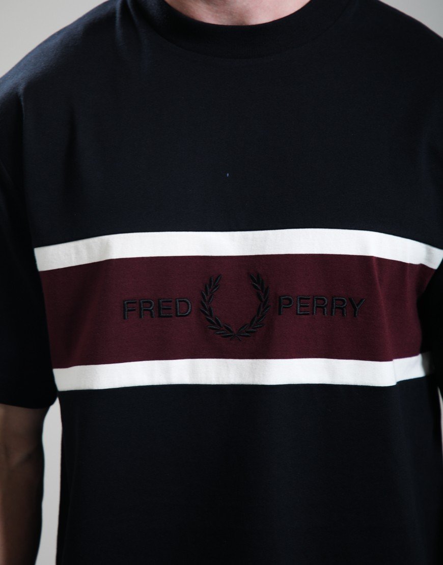 Fred Perry Embroidered Panel T-Shirt Black