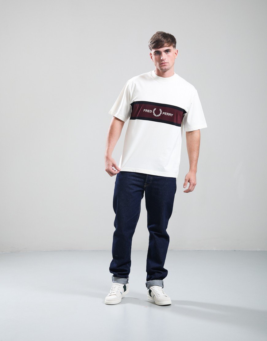 Fred Perry Embroidered Panel T-Shirt Ecru