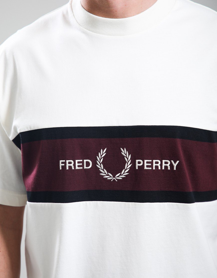 Fred Perry Embroidered Panel T-Shirt Ecru