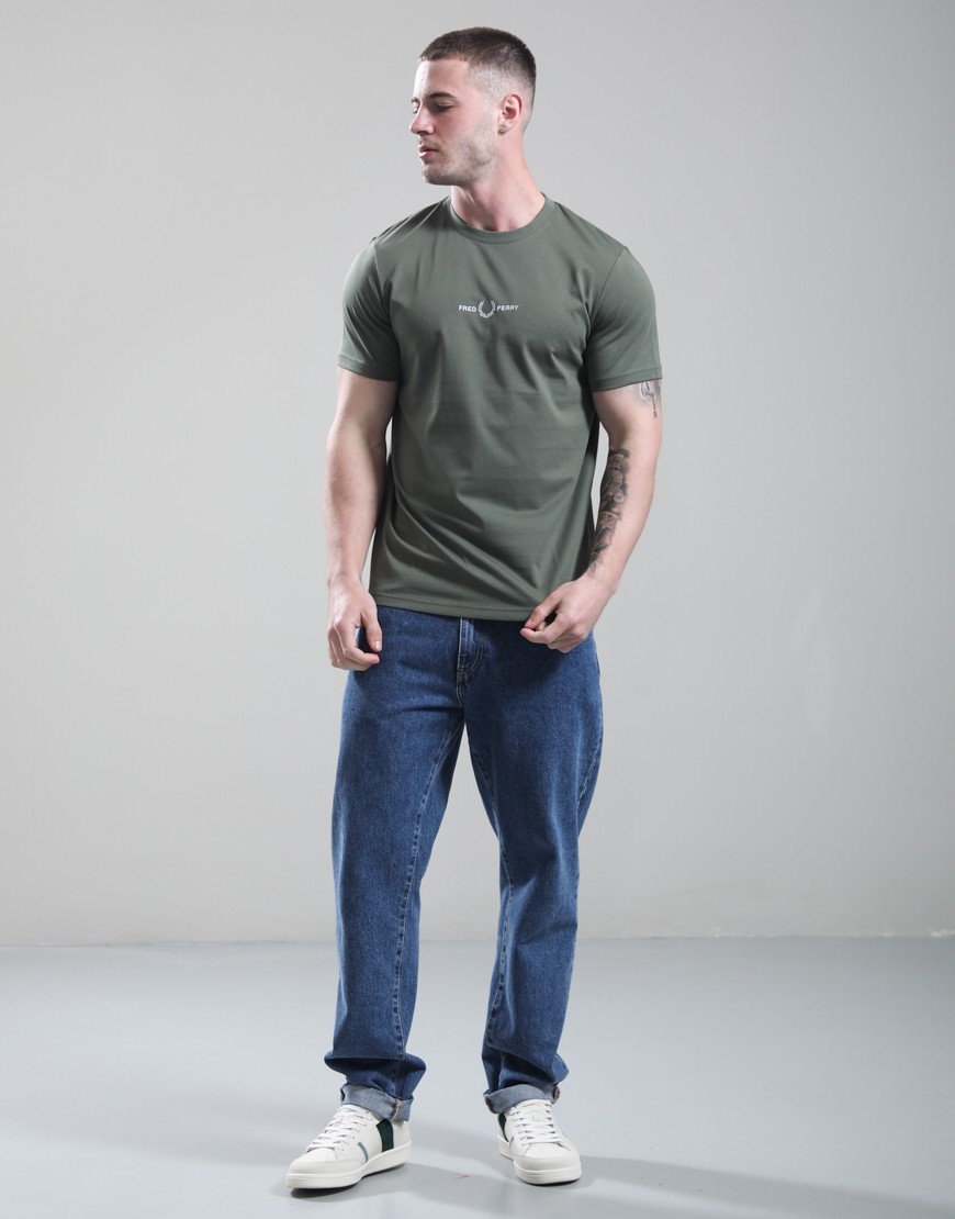 Fred Perry Embroidered T-Shirt Laurel Wreath Green