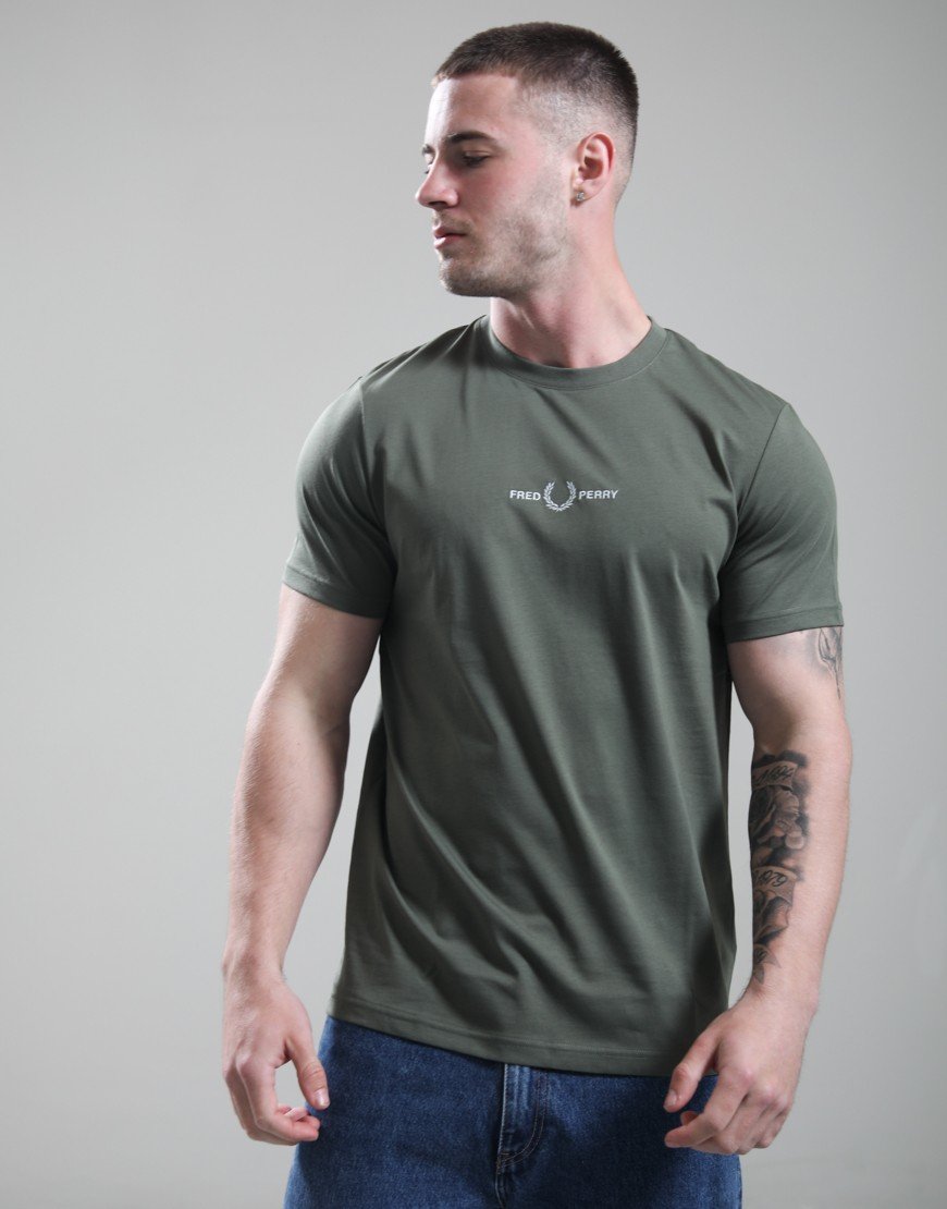 Fred Perry Embroidered T-Shirt Laurel Wreath Green