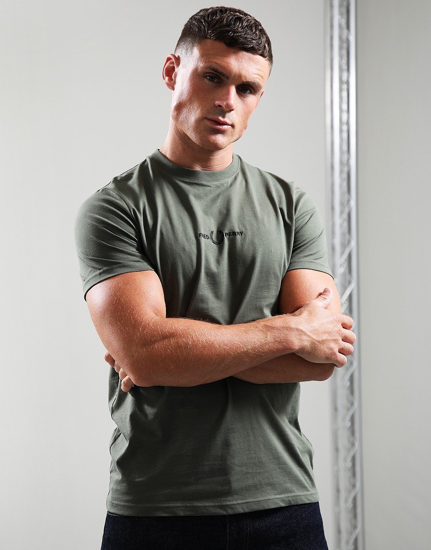 Fred Perry Embroidered T-Shirt Laurel Wreath Green 